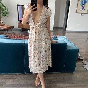 Reformation Bayu floral 100% linen midi dress size 4